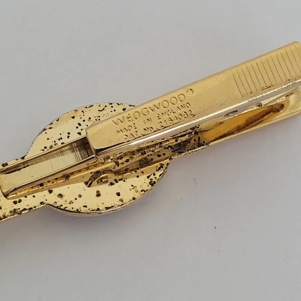 Wedgewood‎ Jasperwear Tie Bar Clip Cufflinks Set Gold Blue Tone Camel England